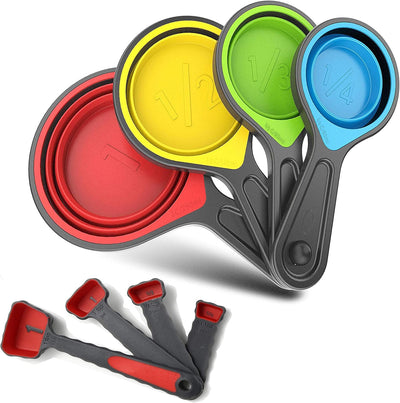 Tazas medidoras silicona plegables 8 pzas para hornear