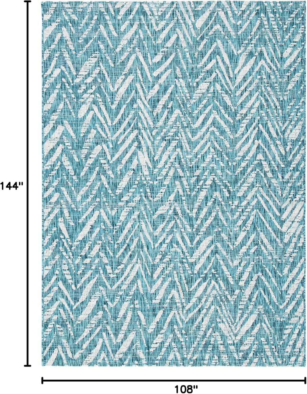 Alfombra decorativa impermeable 9x12ft color azul/gris