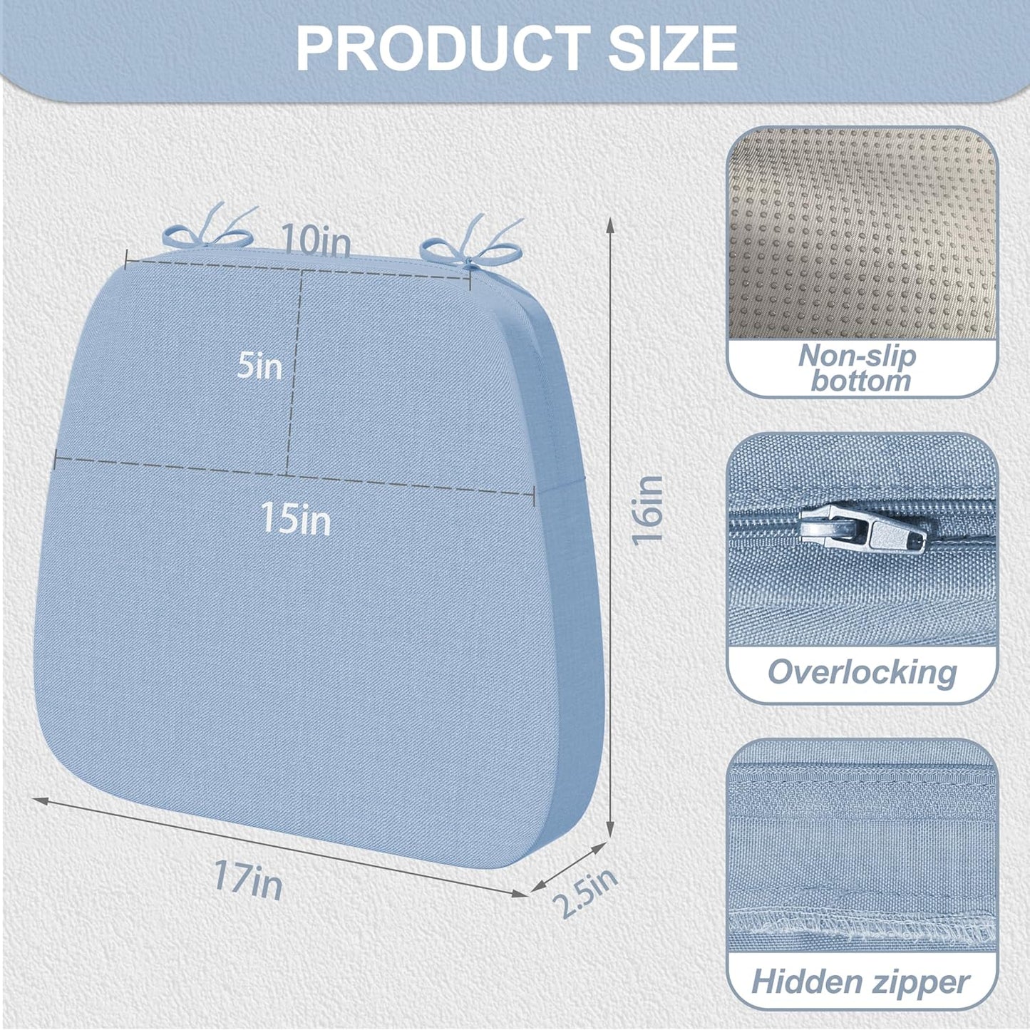 8 Pzas Cojines Silla 17x16pulg Resistentes Agua con Lazo