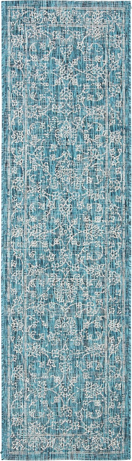 Alfombra exterior lavable Courtyard 2'3x8' turquesa no