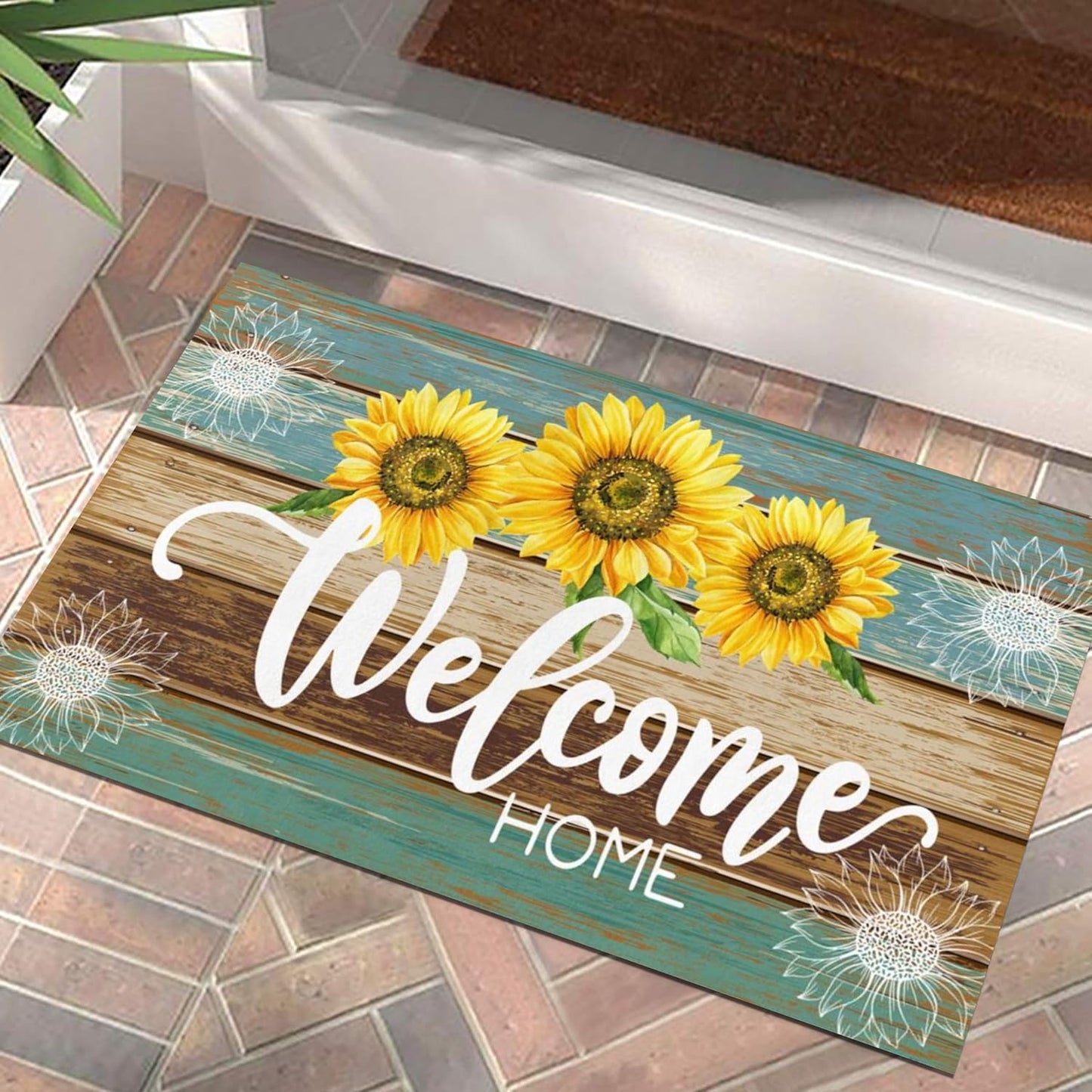 Felpudo verano girasoles puerta 17x29" antiderrap
