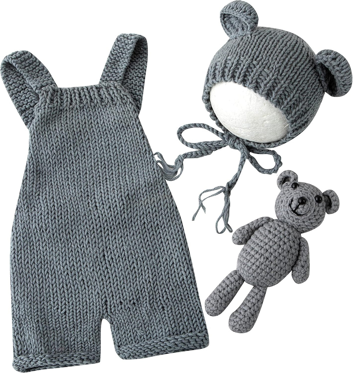 Kit accesorios foto recién nacido gorro oso mameluco disfraz