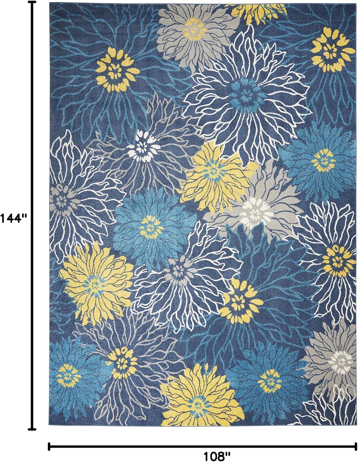 Alfombra dormitorio estilo campestre 9x12ft color azul