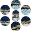 6 Posavasos Mármol Azul Dorado con Soporte Corcho