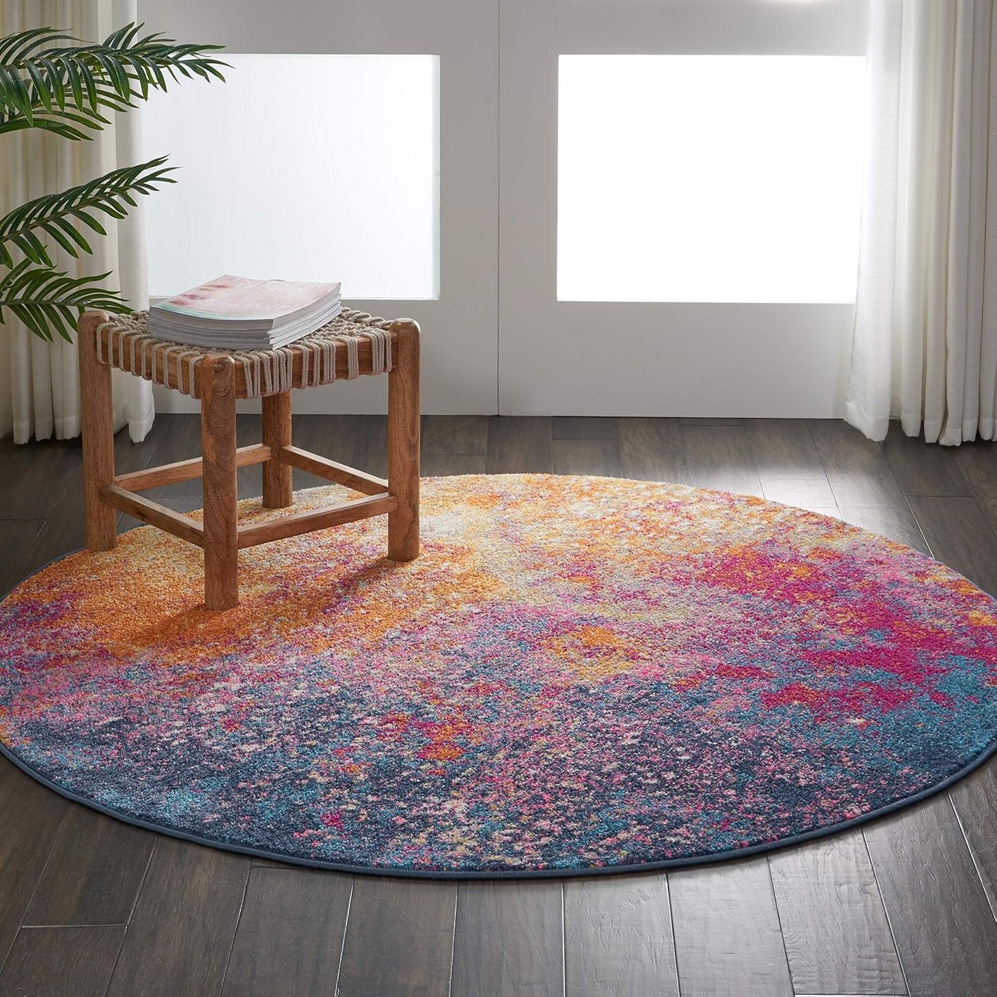 Alfombra redonda Passion Sunburst 5ft3" moderna abstracta