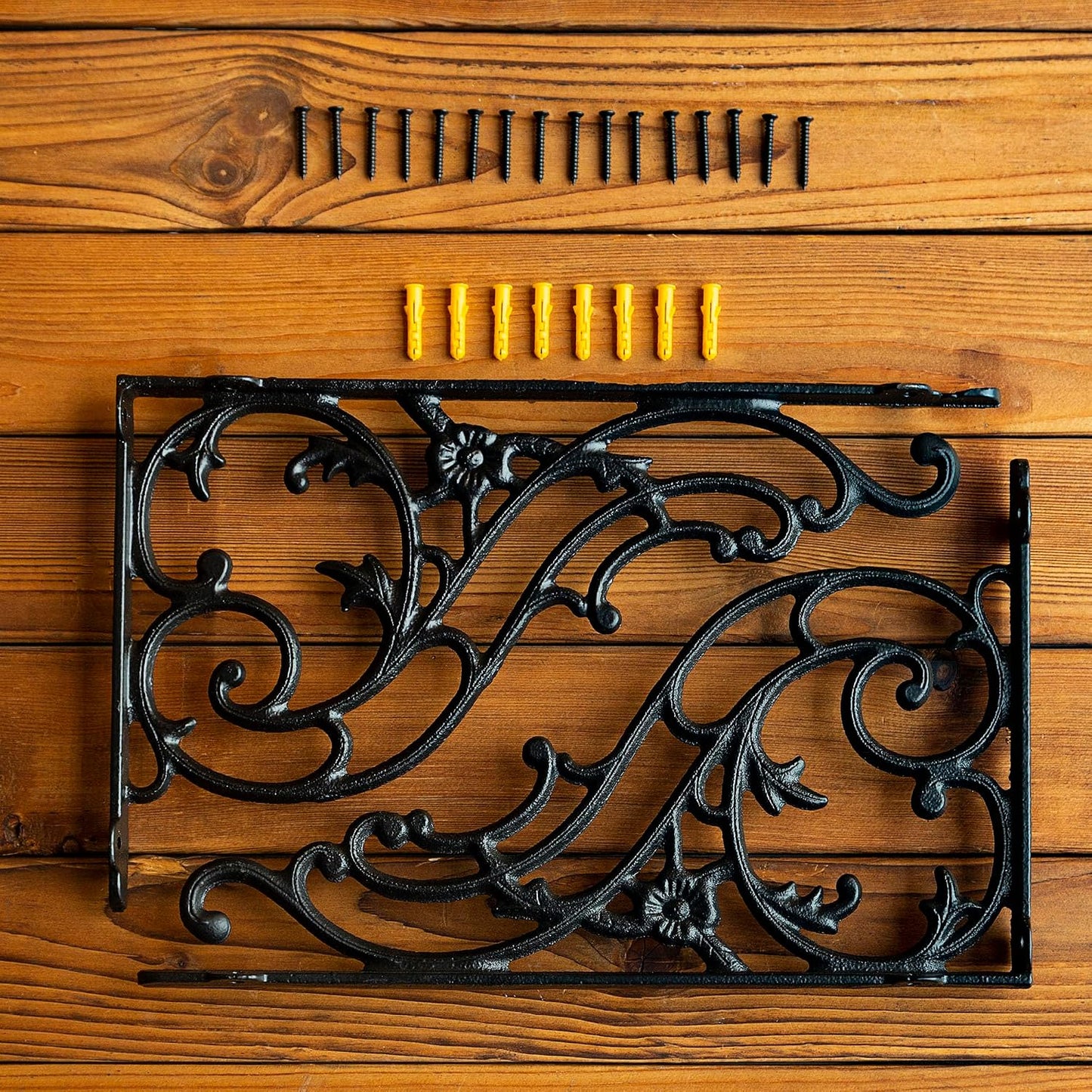 Soportes estante hierro fundido 14x8.5" 4 Pzas negro antiguo