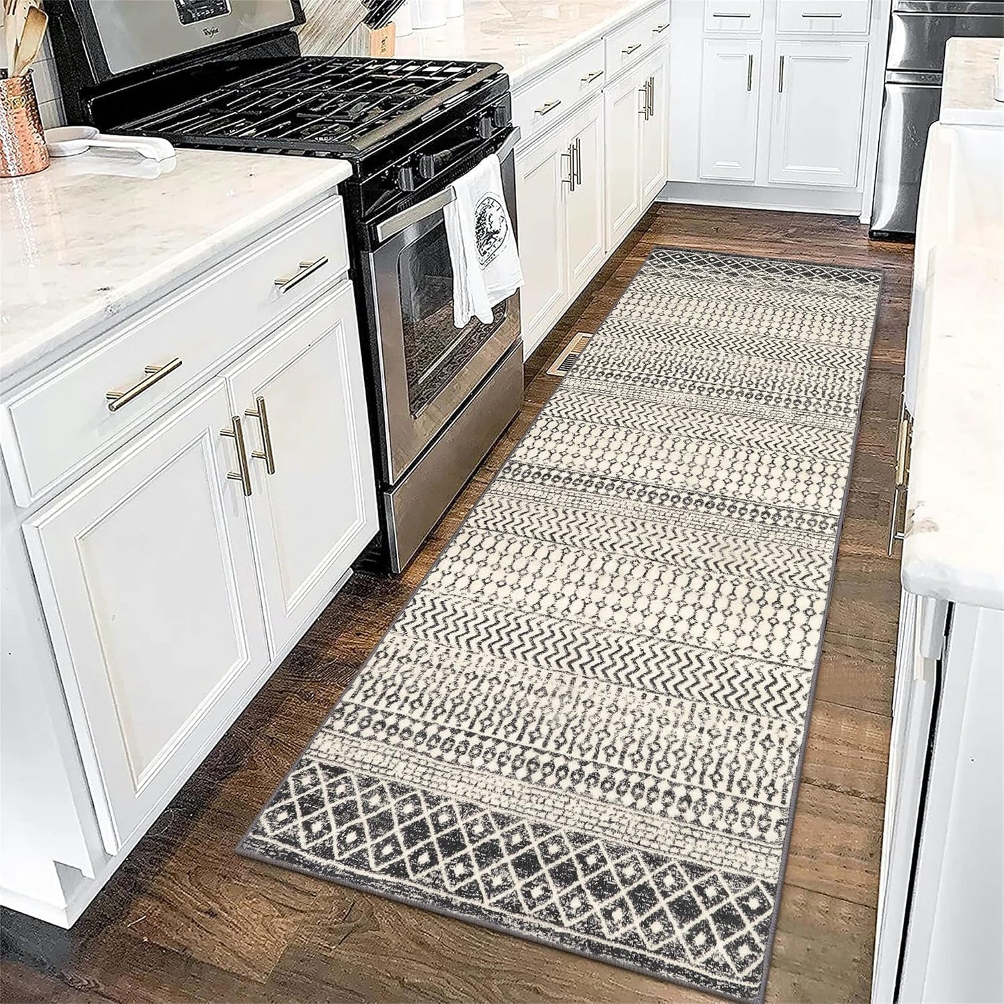 Alfombra pasillo vintage boho 2x6ft antiderrap