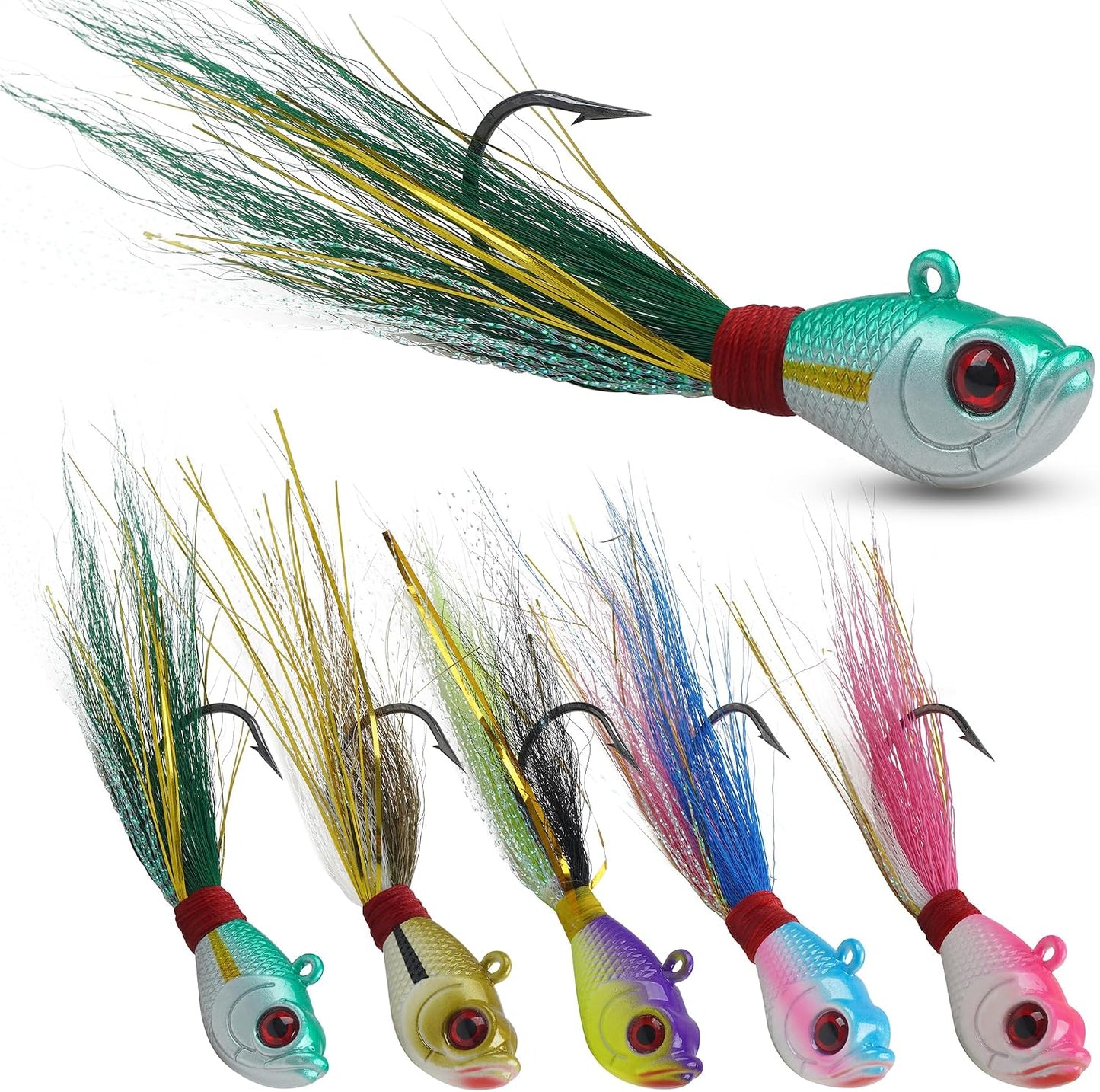 Señuelos bucktail para pesca salada y dulce 5 pack