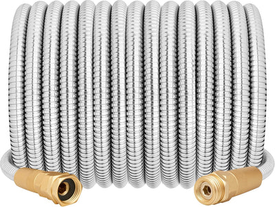 Manguera jardín corta metal 25ft hembra a macho flexible