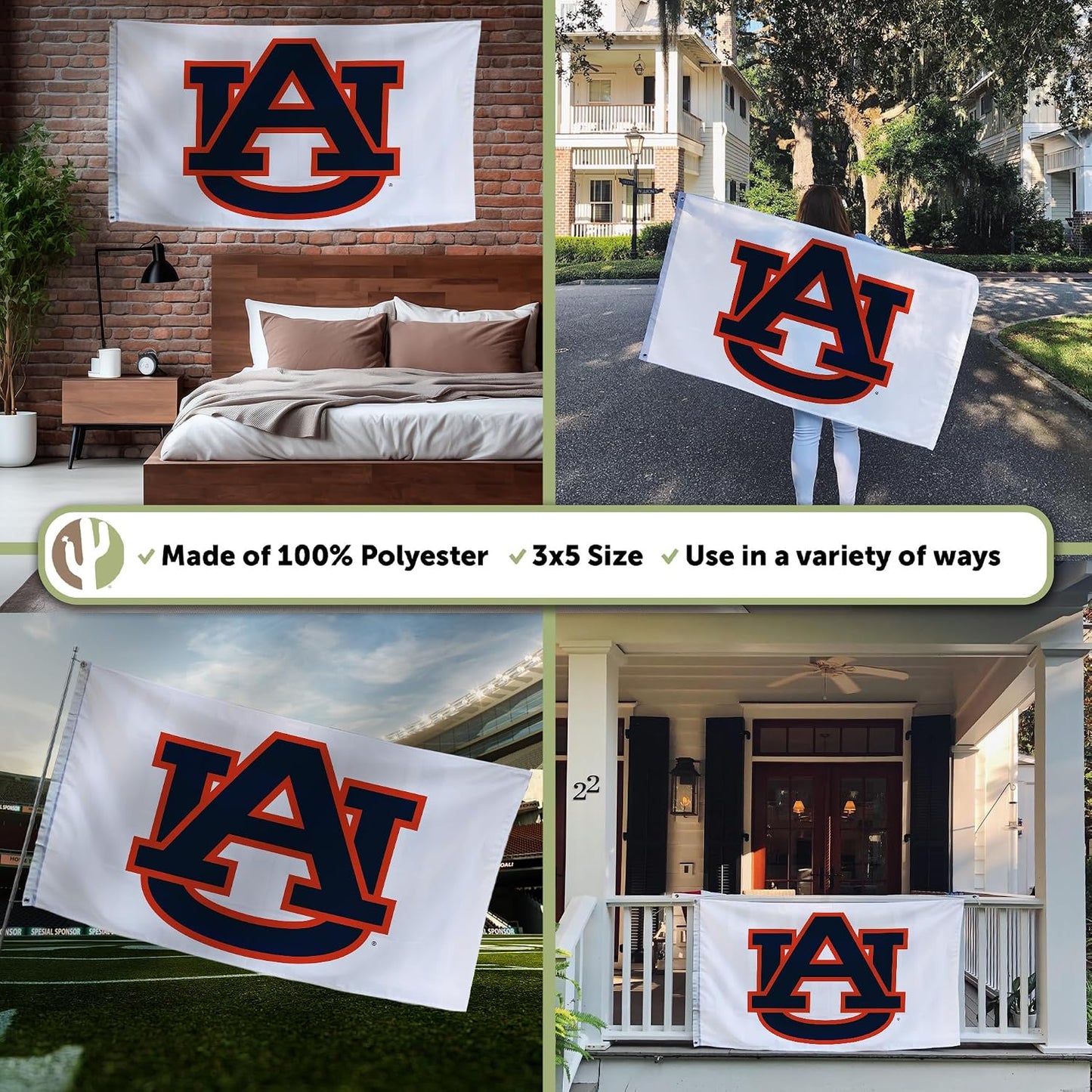 Bandera Auburn Tigers 3x5ft tela poliéster duradera