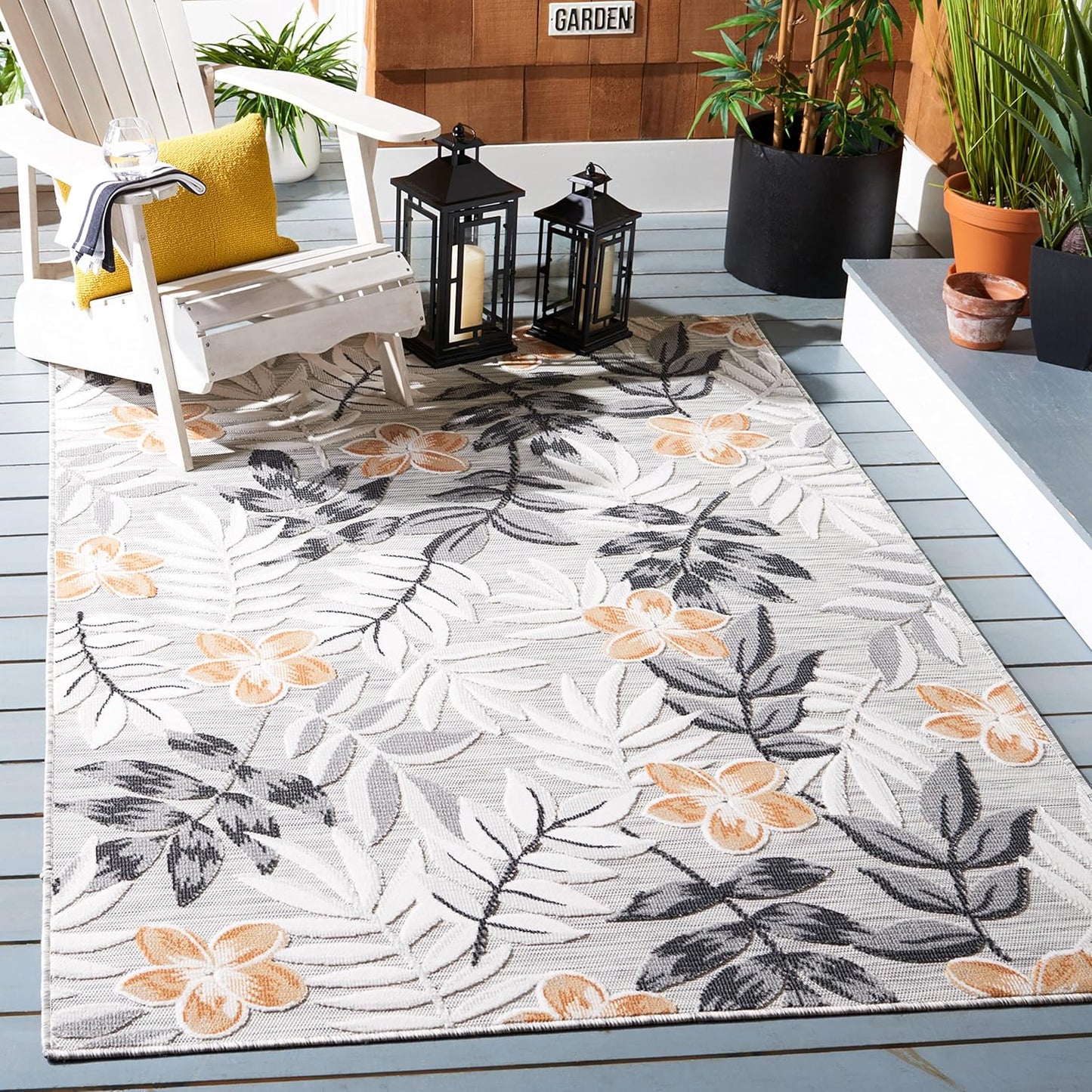 Alfombra exterior lavable 9x12ft gris marfil no pelusa