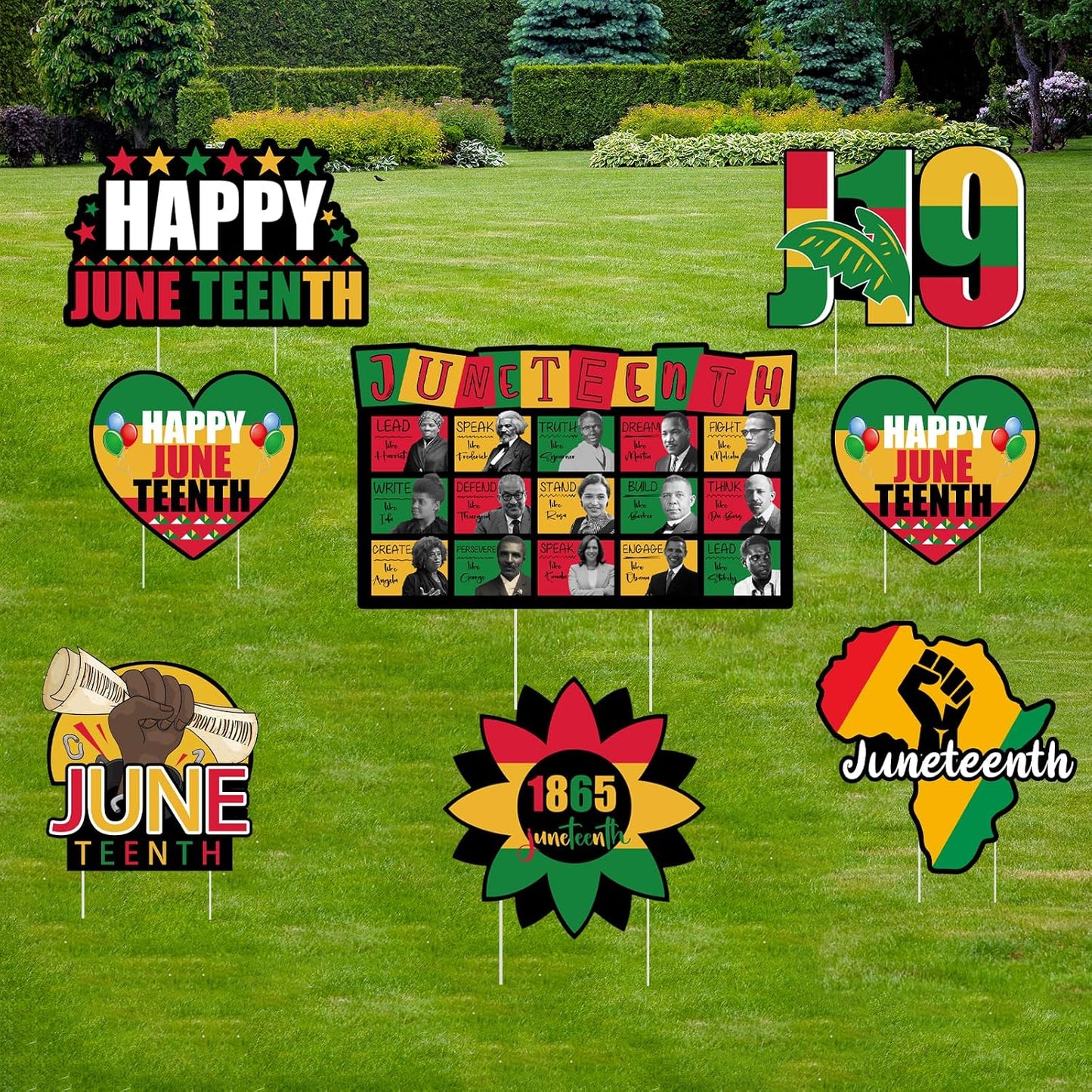 8 Pzas Decoración Juneteenth Impermeable para Césped