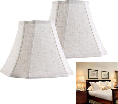 2 Pzas Pantalla Lámpara Beige Cuadrada 6.5x13.2pulg