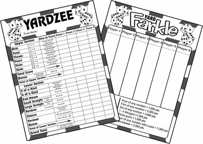 Tarjetas puntuación Yardzee Farkle dados grandes 2 pzas