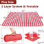 Manta picnic impermeable 60x80pulg cuadros rojos plegable