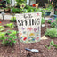 Bandera jardín floral Hello Spring 12x18" doble cara