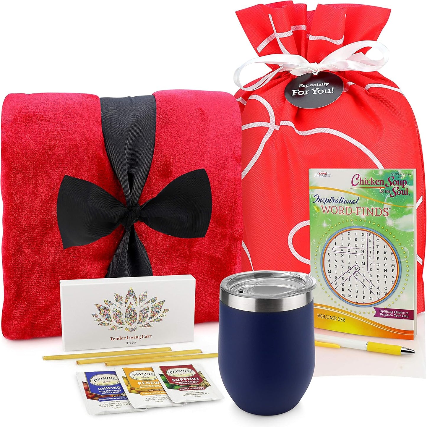 Caja regalo get well con manta té sopa libro set de palabras