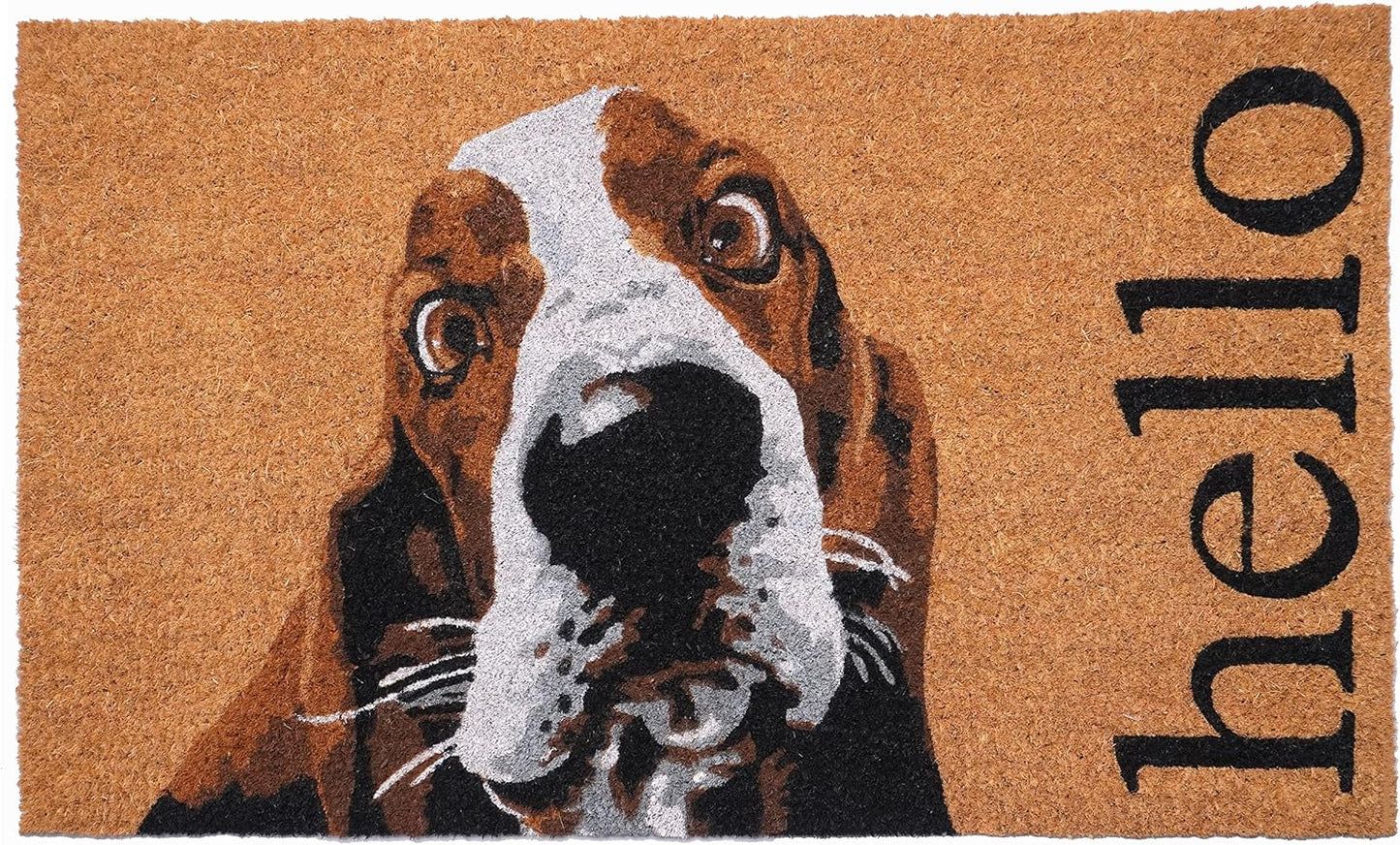 Felpudo Basset Hound marrón/blanco 24x36pulg