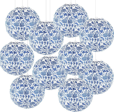 Linternas papel decoración fiesta estilo chinoiserie pack 10