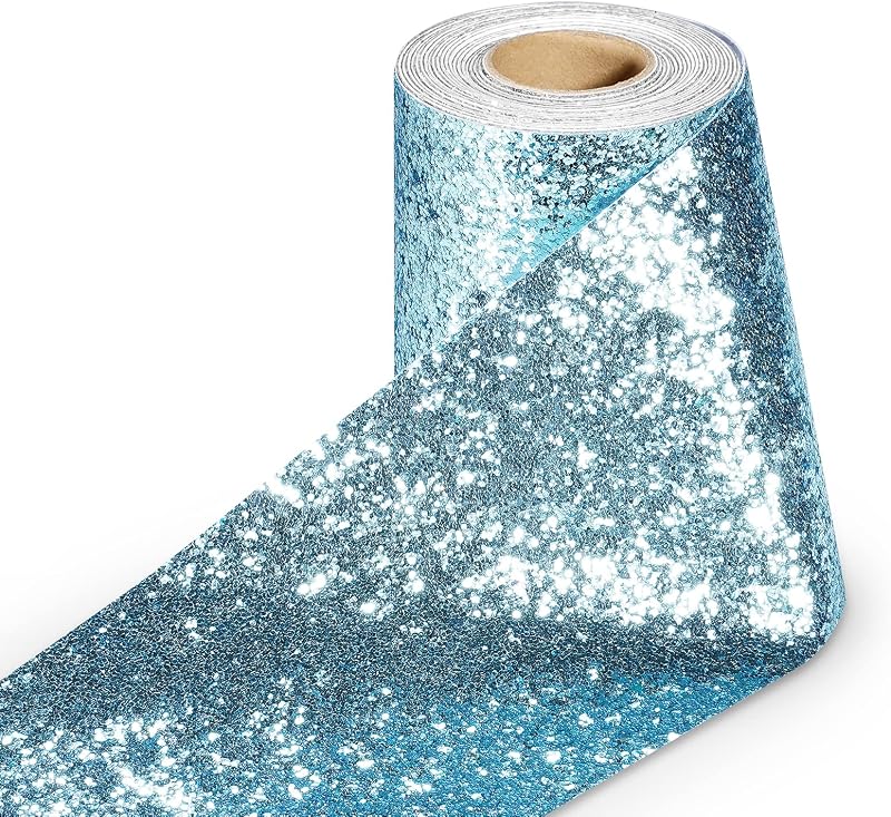 Borde papel pintado purpurina azul bebé autoadhesivo baño