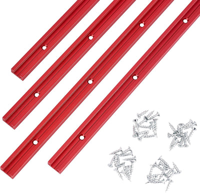 Pista T 48pulg doble corte carpintería anodizado rojo 4uds