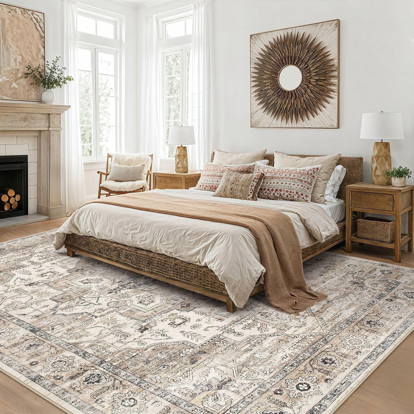 Alfombra 5x7" vintage suave antiderrap estilo granja