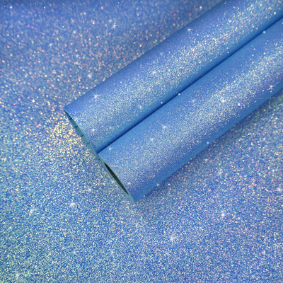 Papel tapiz holográfico azul purpurina 15.7x100pulg autoadhesivo