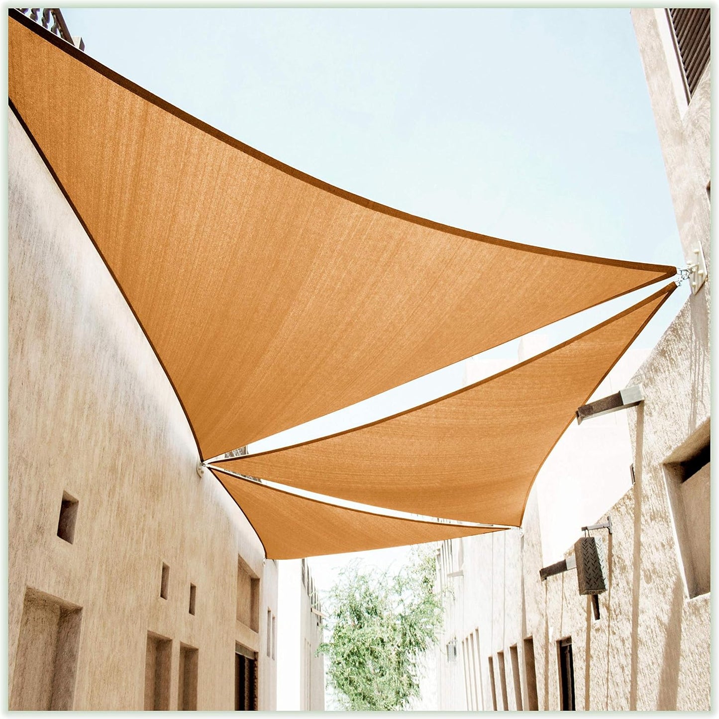 Toldo Triangular 8x8x8" Beige Tela Malla UV50