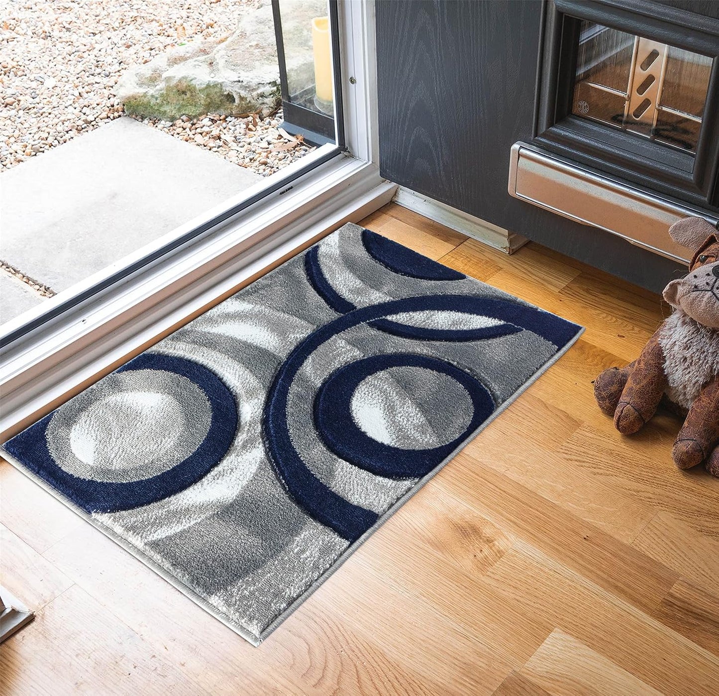Alfombra 2x3pulg diseño geométrico textura esponjosa
