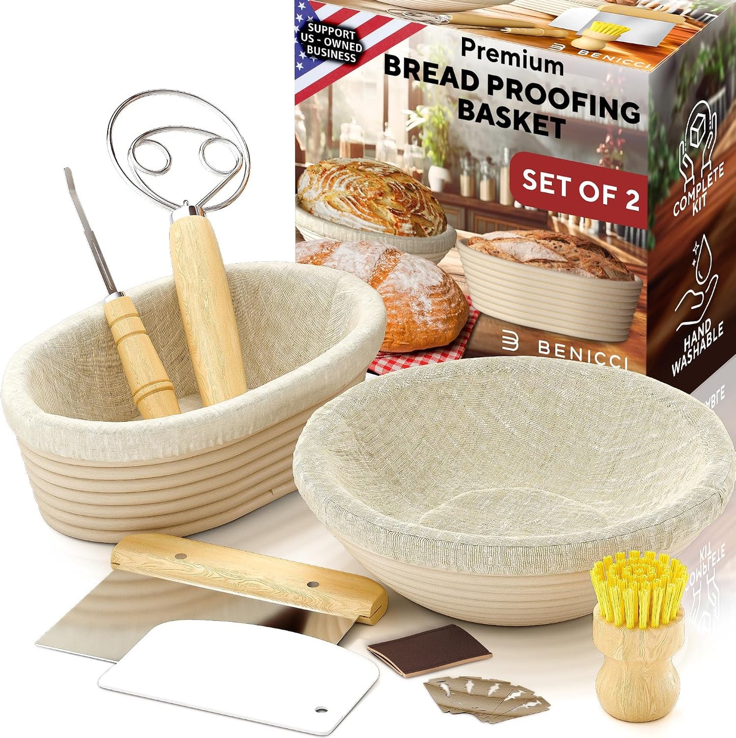 Juego cestas pan madre 9-10 pulg con suministros