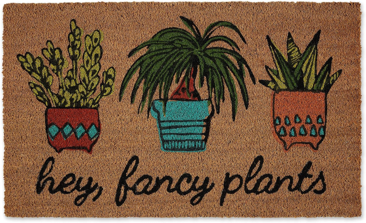 Felpudo fibra coco natural 17x29" plantas elegantes