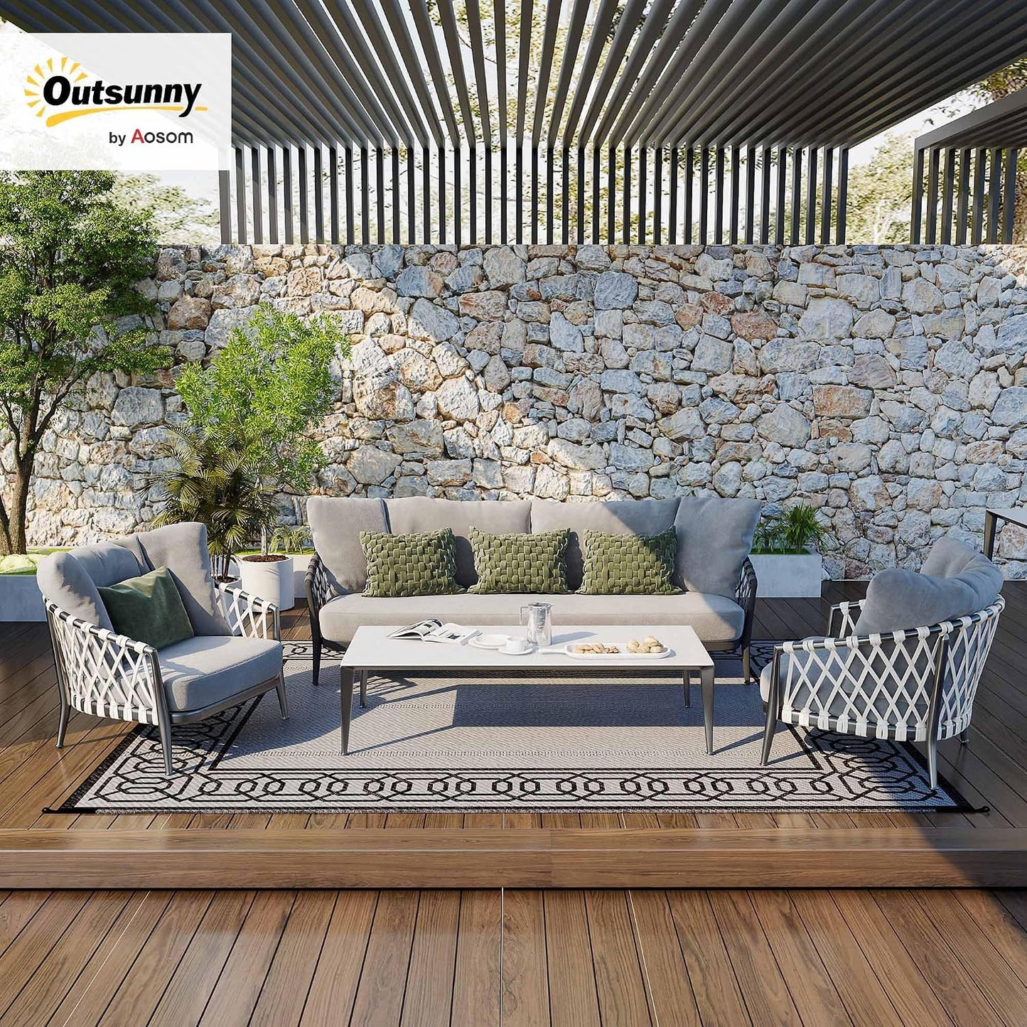 Alfombra exterior impermeable 9x12ft reversible paja