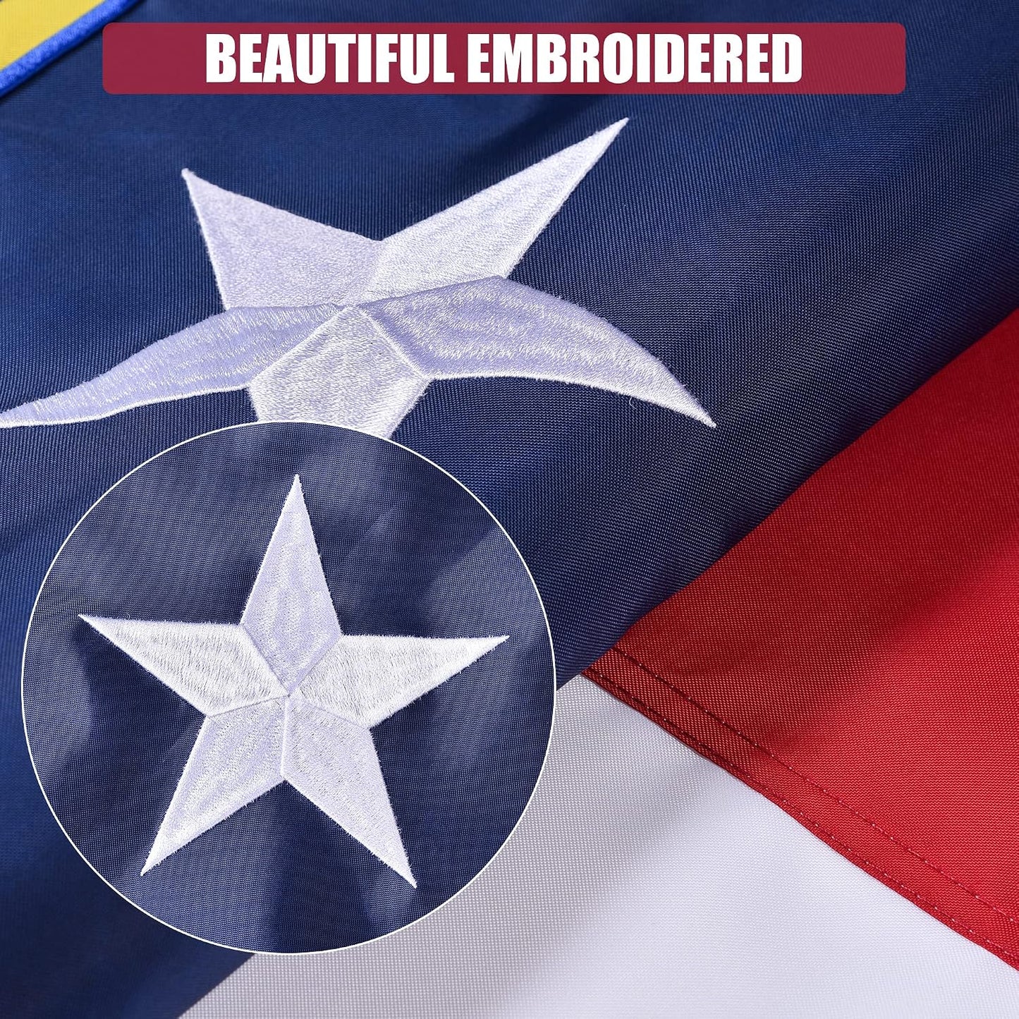 Bandera NC 4x6ft poliéster resistente bordada con ojales