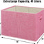 Cesta tela plegable asas 15x13" 2 Pzas rosa