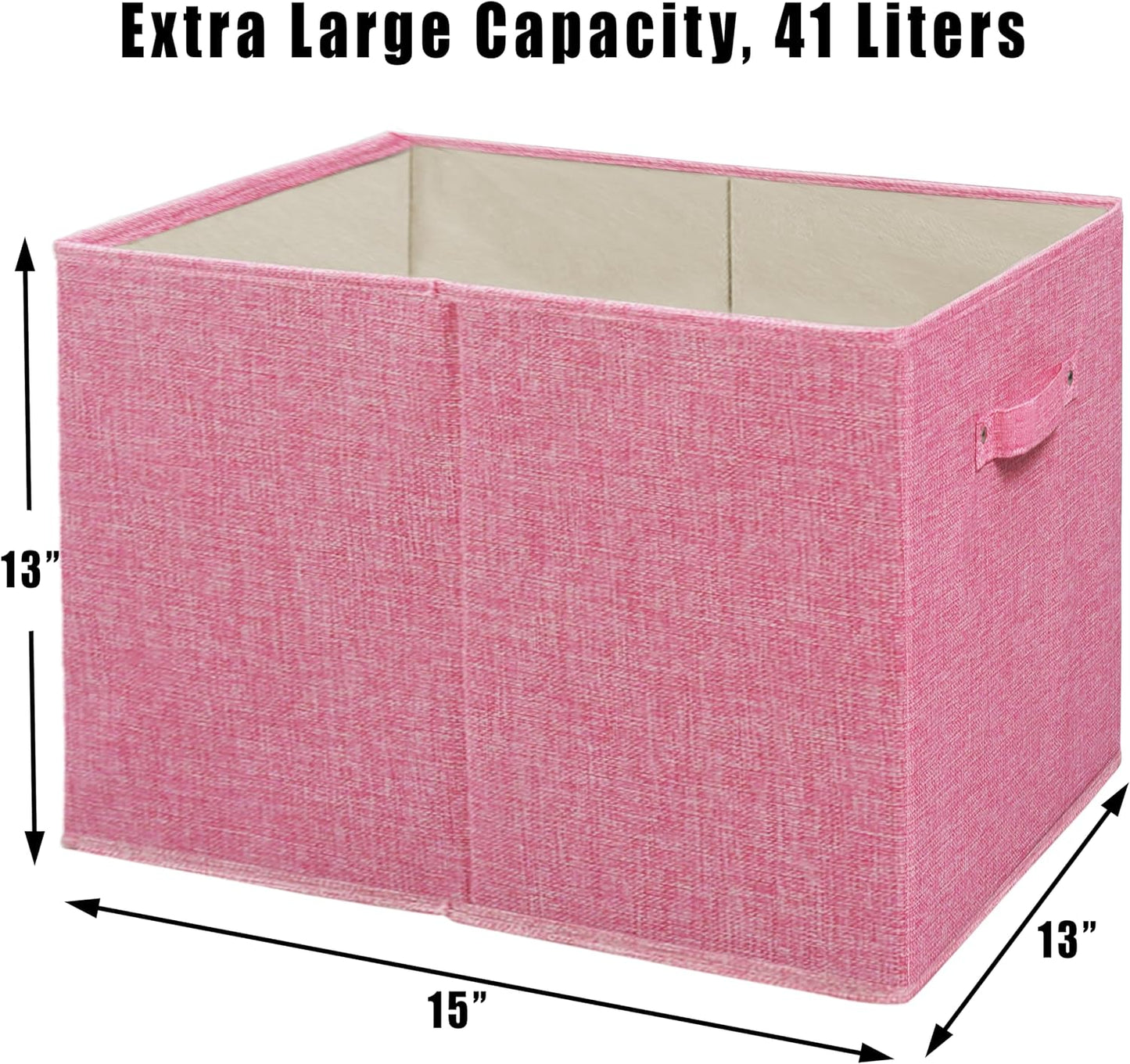 Cesta tela plegable asas 15x13" 2 Pzas rosa