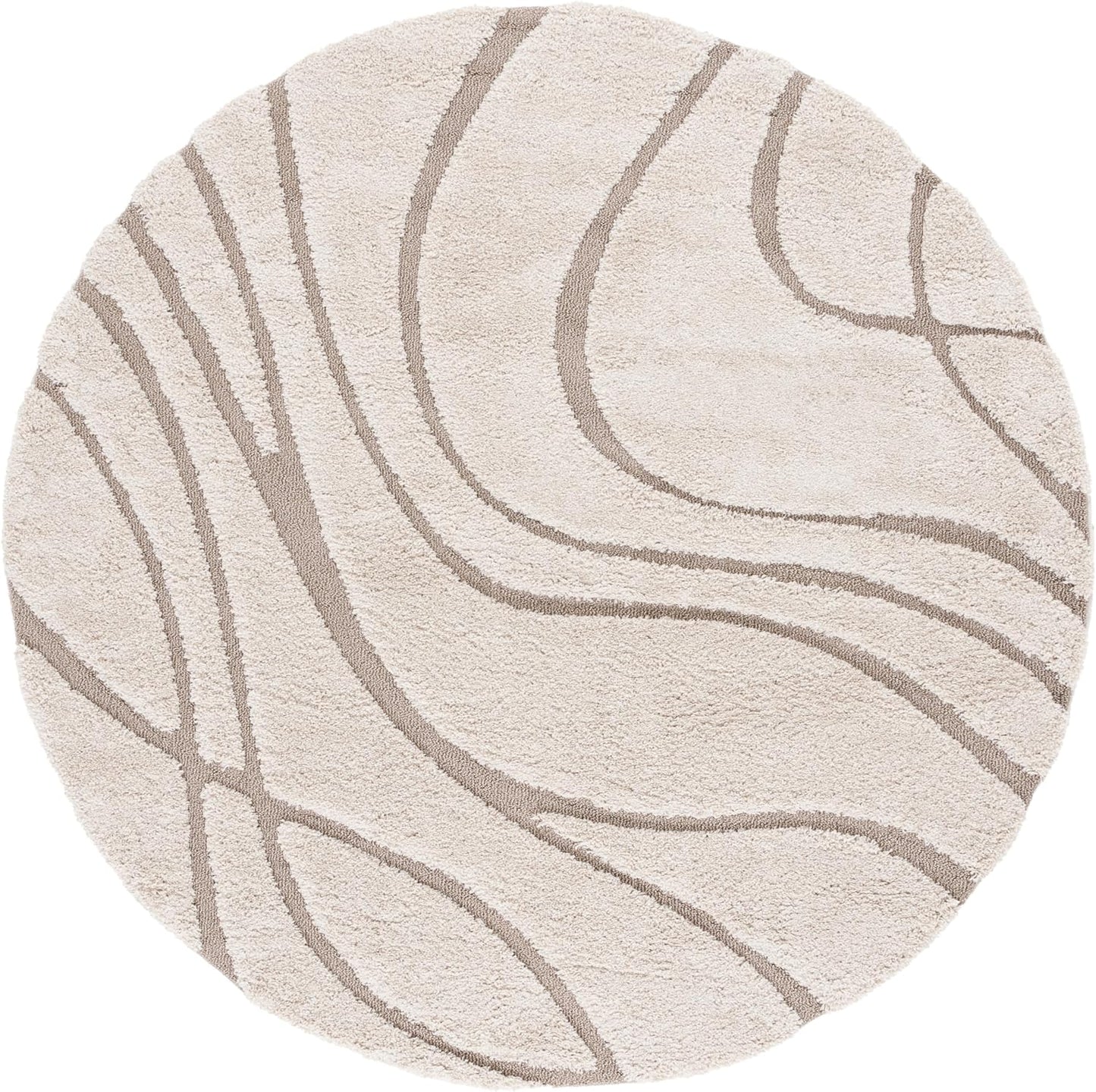 Alfombra área redonda 3' crema beige no pelusa 1.2"