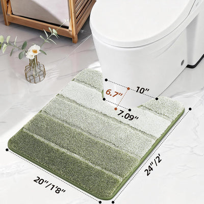 Alfombras inodoro forma U 24x20pulg antideslizante verde