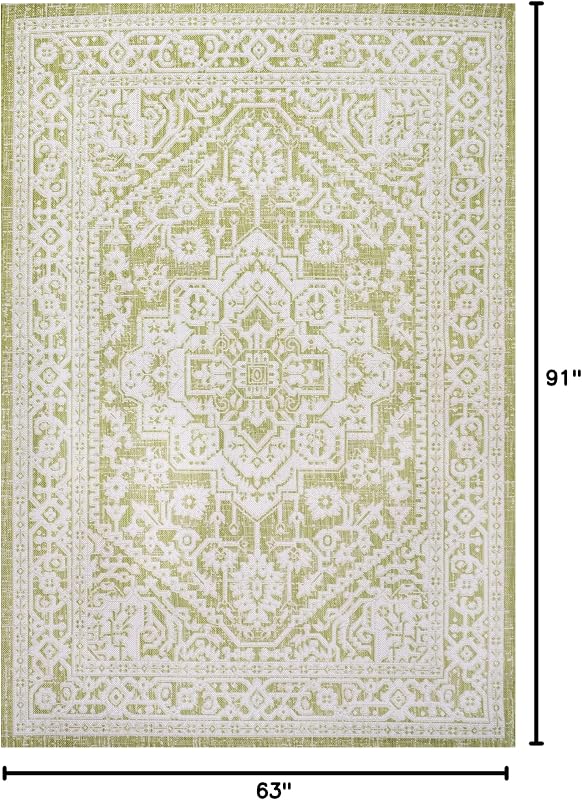 Alfombra Medallion textura Sinjuri 5x8 para patio entrada