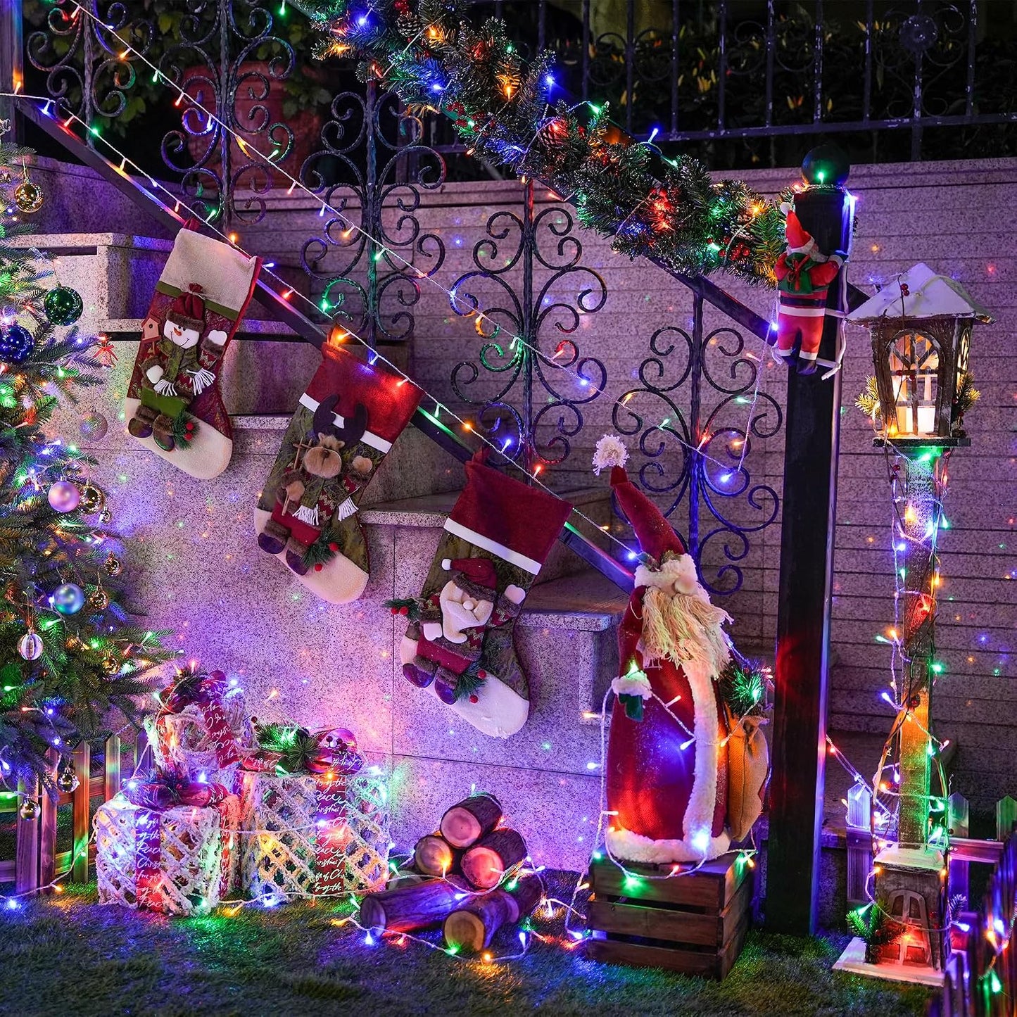 Tira luces Navidad 163ft 500 LED exteriores 8 modos enchufables