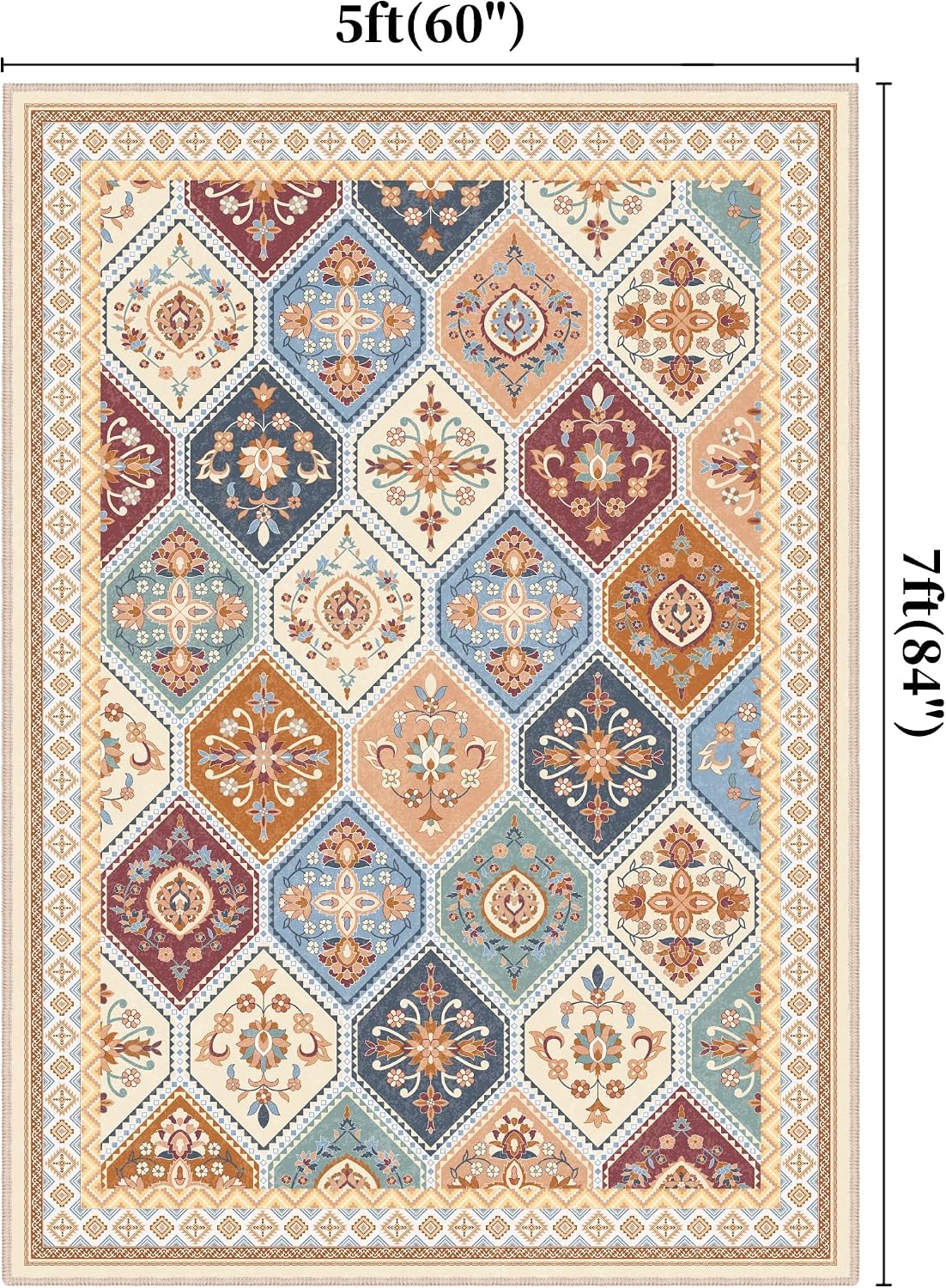 Alfombra suave antiderrap bohemia marroquí 5x7pulg