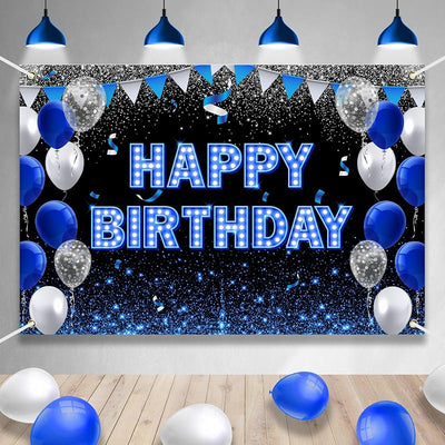 Pancarta cumpleaños azul neón 98.4x65pulg