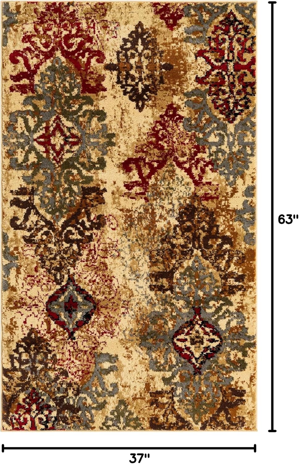 Alfombra área rectangular 3x5ft beige/azul
