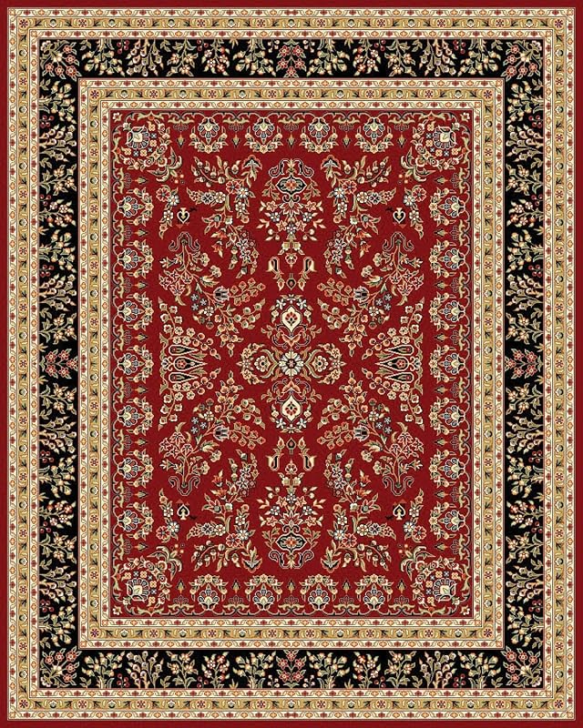 Alfombra 9x12 Lyndhurst Rojo y Negro Diseño Oriental