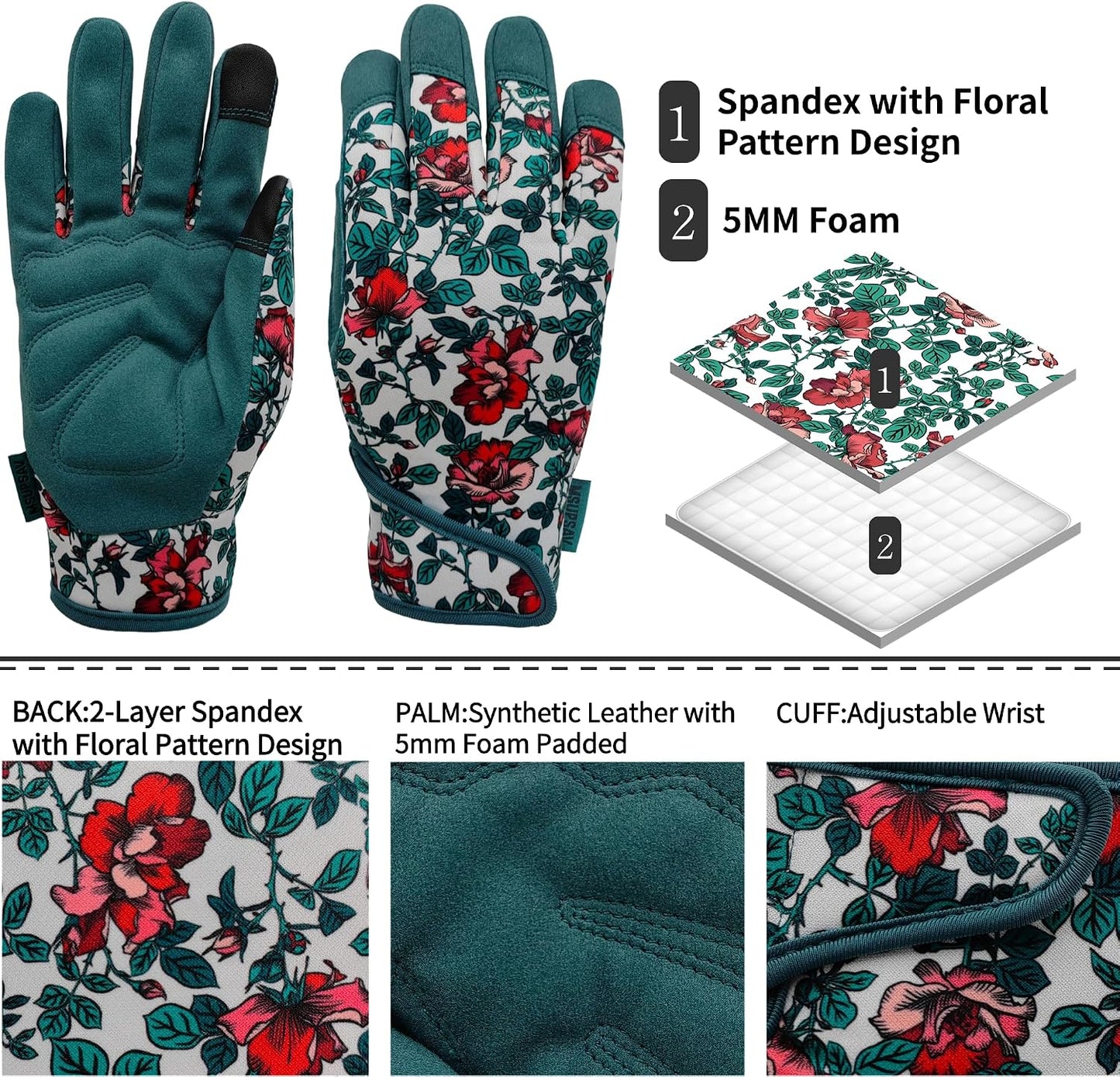 Guantes jardinería antiespinas resistente pinchazos mujer cuero