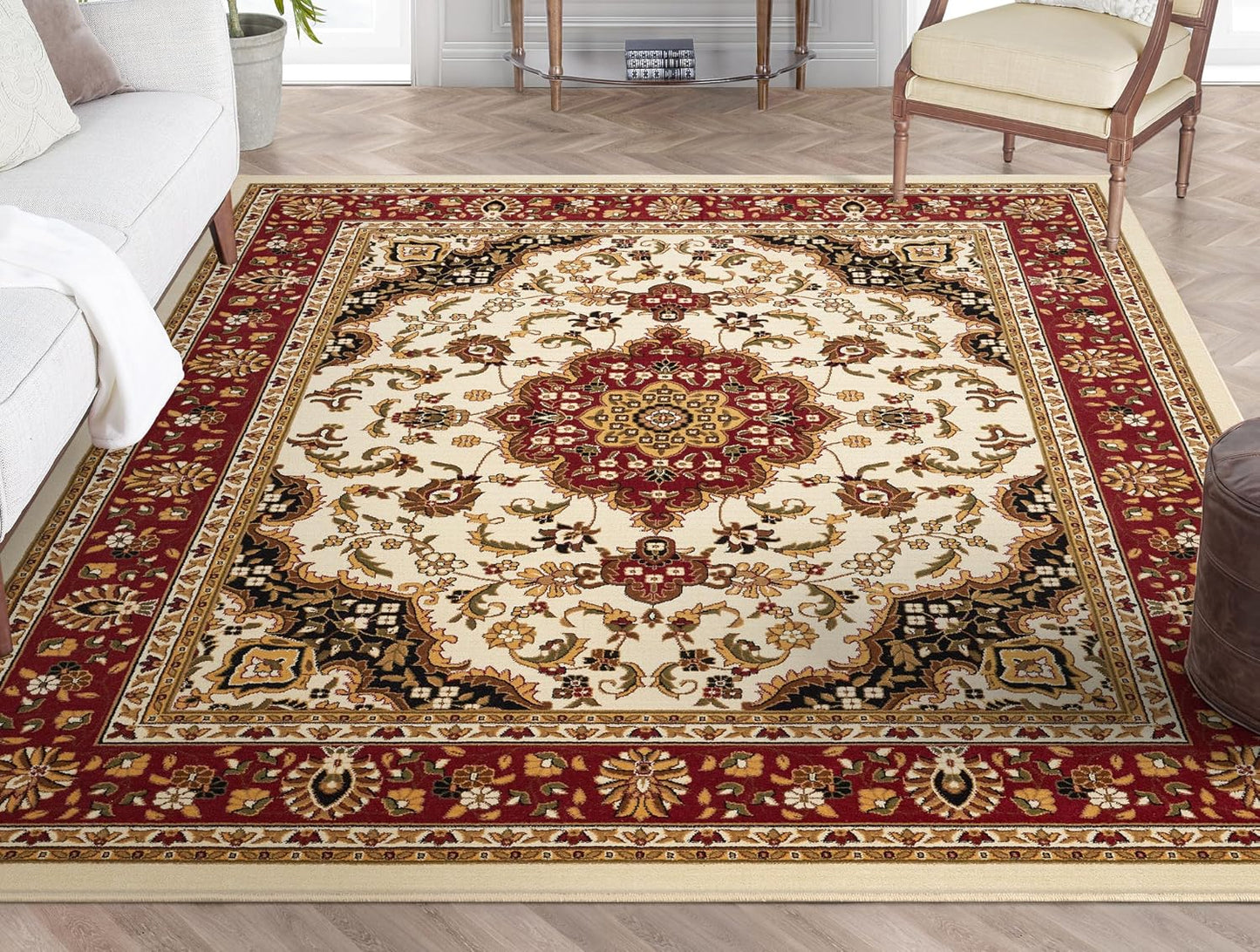 Alfombra 5x7ft Colección Kashan Color Marfil