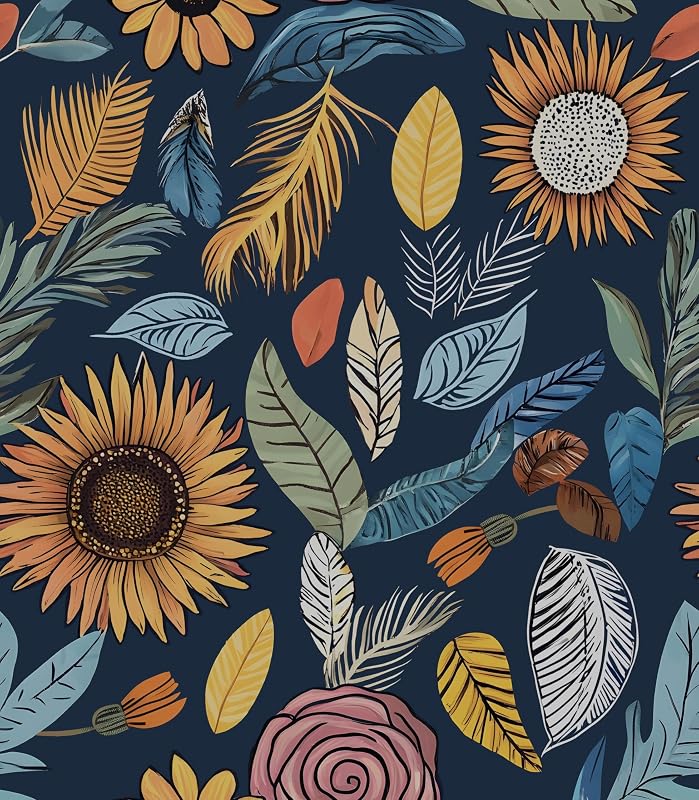 Papel tapiz bohemio azul autoadhesivo 17.5x118