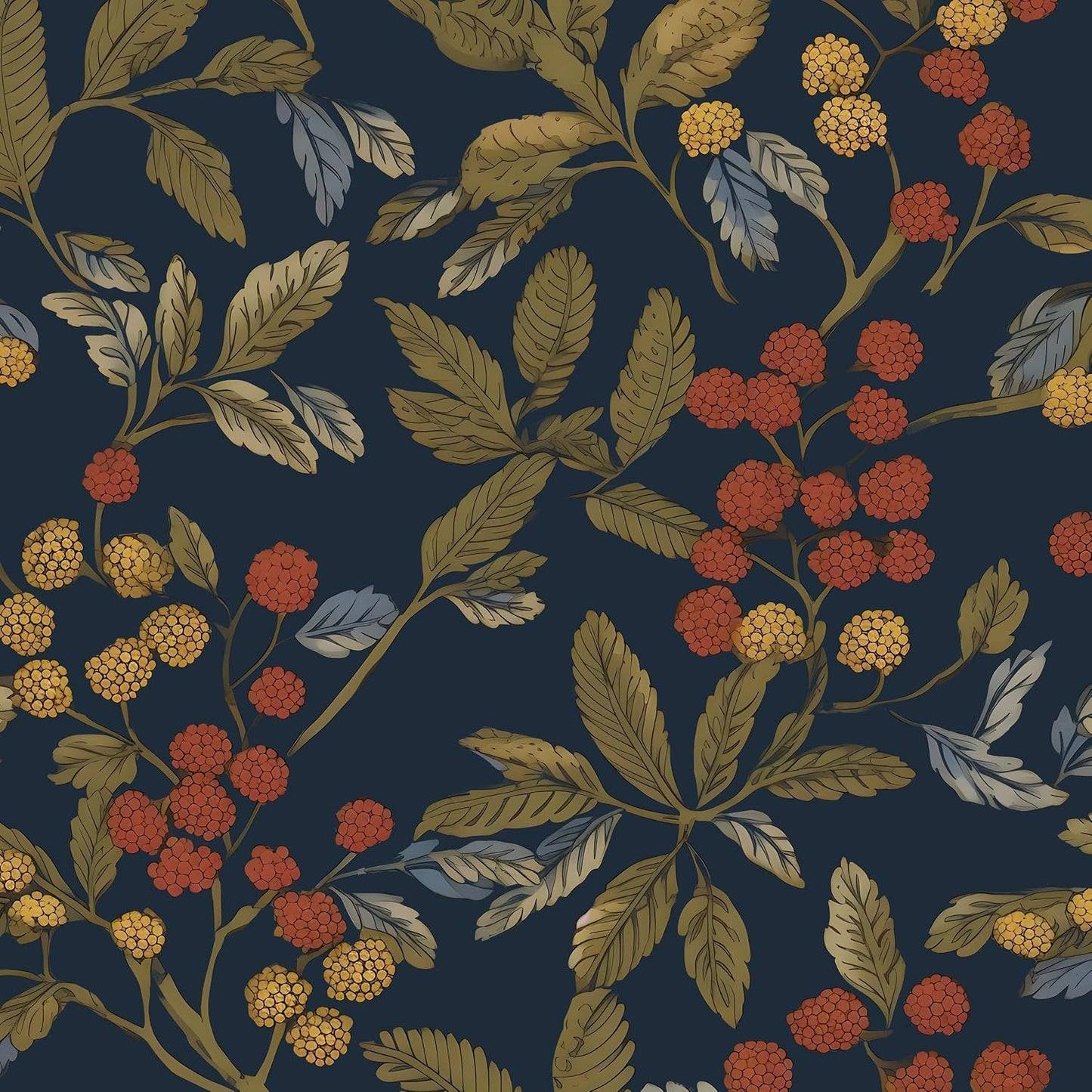 Papel tapiz autoadhesivo floral azul marino 17.5x393.7pulg