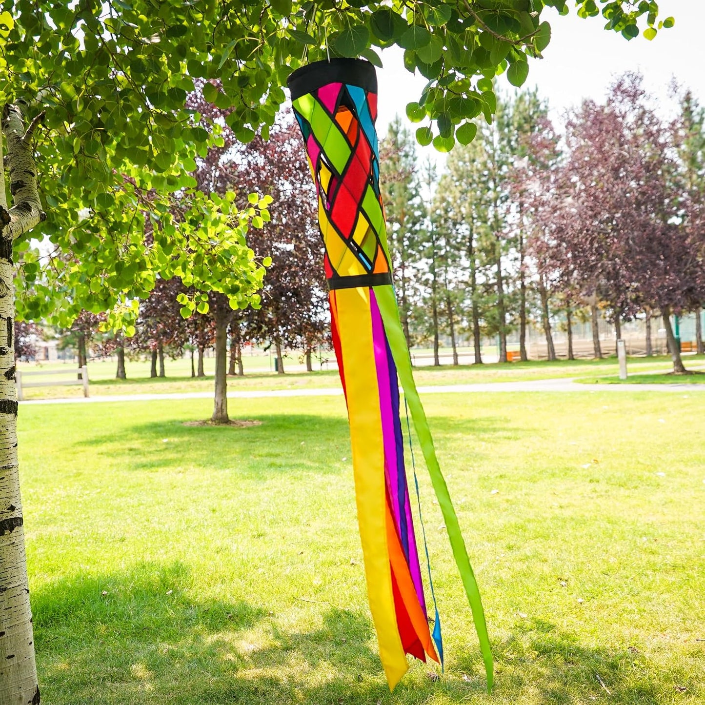 Bandera viento 40pulg colorido celosía con colas