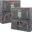 Caja almacenamiento tela lino 4 organizadores metal 2 vías