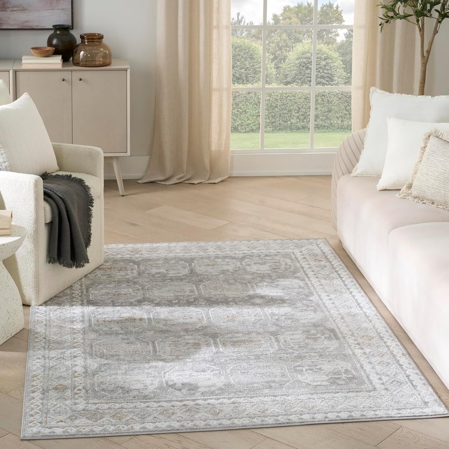 Alfombra gris 4x6ft para dormitorio sala comedor